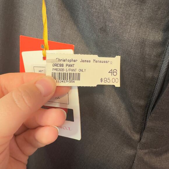 NWT Mantoni Men’s No Pleat Unhemmed Dress Pants Size 46R 100% Wool Gray Office - Picture 5 of 11